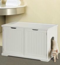 Cat Washroom Litter Box Cover - White