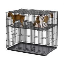 Puppy Playpen with Plastic Pan and 1" Floor Grid (Color: Black, Size: 24" x 36" x 30")