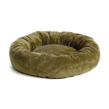 Quiet Time Deluxe Bagel Dog Bed (Color: Sage, Size: 28.5" x 28.5" x 8")