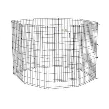 Life Stages Pet Exercise Pen with Door 8 Panels (Color: Black, Size: 24" x 24")