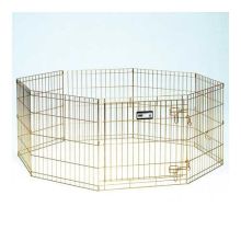 Gold Zinc Pet Exercise Pen 8 panels (Color: Gold, Size: 24" x 36")