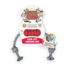 Dental Kong with Rope Dog Toy (Color: Red, Size: Small)