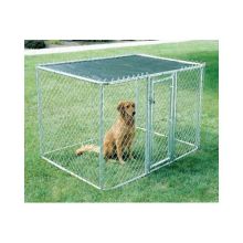 Chain Link Portable Dog Kennel (Color: Silver, Size: 72" x 48" x 48")