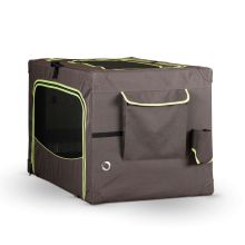 Classy Go Soft Pet Crate (Color: Brown/Lime Green, Size: Medium)