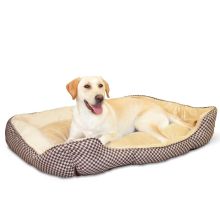 Self Warming Lounge Sleeper Square Pet Bed (Color: Brown, Size: Large)