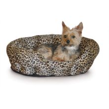 Self Warming Nuzzle Nest Pet Bed (Color: Leopard, Size: 19" x 19" x 6")