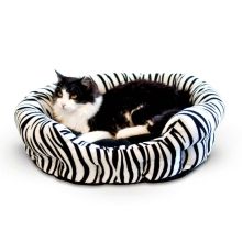 Self Warming Nuzzle Nest Pet Bed (Color: Zebra, Size: 19" x 19" x 6")