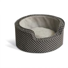 Round Comfy Sleeper Self-Warming Pet Bed (Color: Gray / Black, Size: Small)