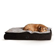 Feather Top Ortho Pet Bed (Color: Black / Gray, Size: Small)