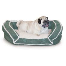 Deluxe Bolster Couch Pet Bed (Color: Green, Size: Small)