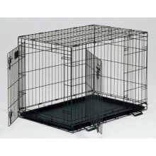 Life Stages Double Door Dog Crate (Color: Black, Size: 42" x 28" x 31")