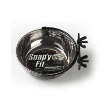 Stainless Steel Snap'y Fit Water and Feed Bowl (Color: Stainless Steel, Size: 6" x 6" x 2.5" (20 oz))