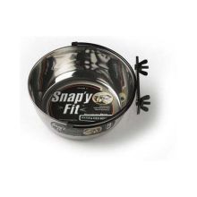 Stainless Steel Snap'y Fit Water and Feed Bowl (Color: Stainless Steel, Size: 8" x 8" x 3" (2 quart))