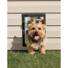 Wall Entry Aluminum Pet Door (Color: Taupe / White, Size: Small)