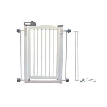 One-Touch Pressure Mounted Pet Gate (Color: White, Size: 28.3" - 35.8" x 2" x 34.6")
